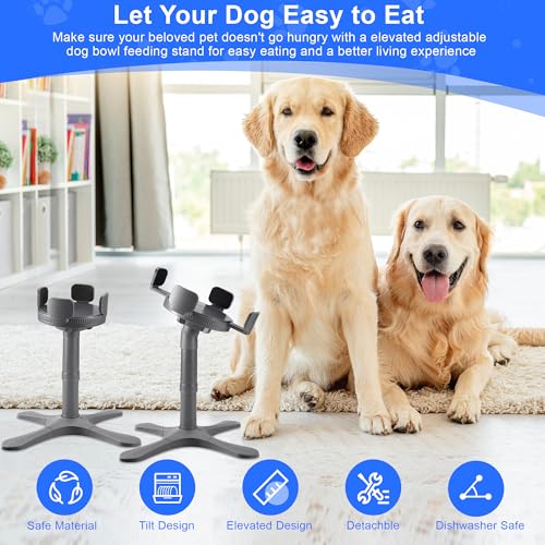 Dog Bowls,Elevated Adjustable Dog Bowl Stand with 3 Heights & Tilted Feeding Design, Raised Stand Compatible with Medium & Large Breeds(1 Pack) Grey - size: E -Dog Bowl Stand 1 Grey