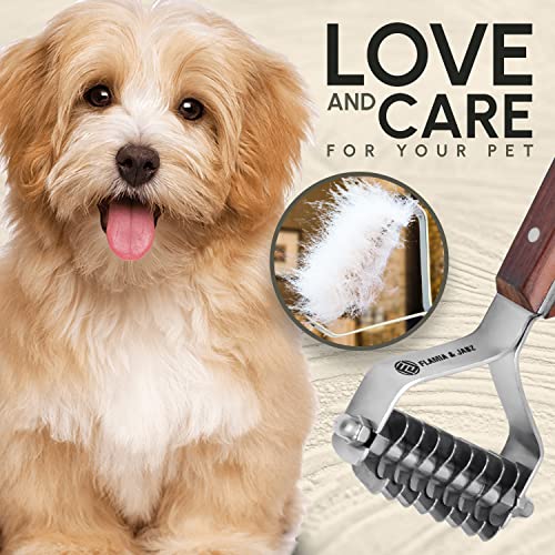 Flamia & Jabz Undercoat Rake for Dogs & Cats, Dematting Grooming Stripper Tool (8 Blades) - size: 8 Blades