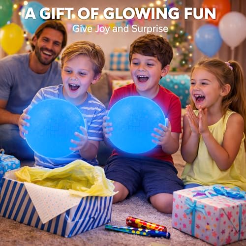 2 Pack Glow in The Dark Kickball, 8.5 Inch Light Up Playground Ball with 2 Mesh Bags & Hand Pump, No Battery Needed, Charge by Sunlight or Indoor Light,Gift Box