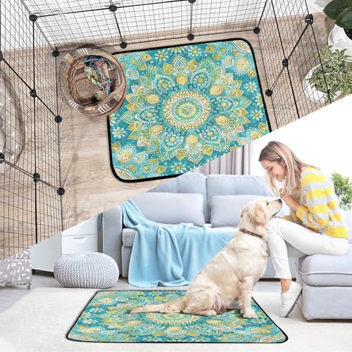 Qilmy Mandala Pet Mat, Waterproof Reusable Dog Training Pad Anti-Slip Pet Creat Pad for Small Medium Large Dogs and Cats - size: Smallx3