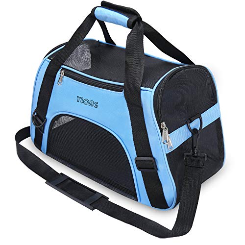 YLONG Airline Approved Pet Carrier,Soft-Sided Pet Travel Carrier for Cats Dogs Puppy Comfort Portable Foldable Pet Bag - color: Blue