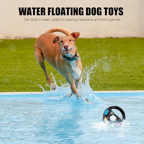Dog Toy Ball with Handle, Toss and Fetch Play, Interactive Ball for Dogs Playing, Squeaky Floating (Black) - color: Black without ball inside (1-pack)