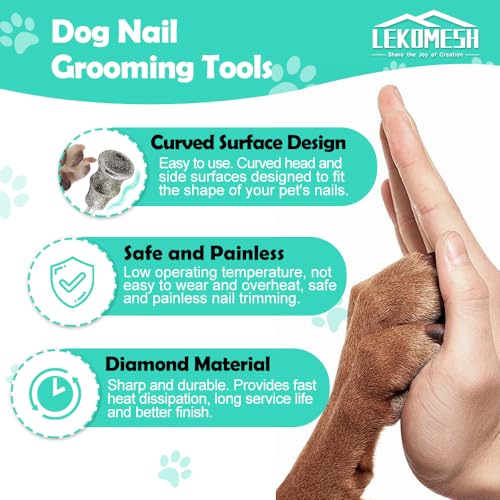 Diamond Dog Nail Grinder Bit (1/8" Shank) – 5 PCS Heavy Duty Professional Rotary Grinder Attachment for Dremel, Dual-Beveled & Cooling Design Head for Safe, Quick Pet Claw Shaping - size: 5pcs Mix