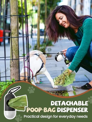 Retractable Dog Leash with Led Light, Douexio 16ft Rechargeable Walking Dog Leash for Small Medium Dogs Up to 66 lbs,360° Tangle-Free, One-Button Control, High Strength Hook - color: White, size: 0-66lbs