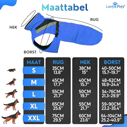 Waterproof Dog Rain Coat, Reflective Safety Strips & Leash Hole – Lightweight Adjustable Jacket for Medium Breeds - S, Blue - color: Blue, size: Small