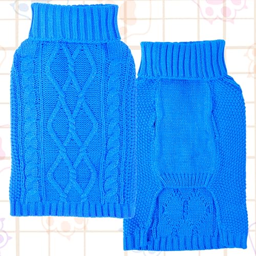 Dog Sweaters for Small Dogs Winter Dog Clothes Turtleneck Puppy Sweater Warm Pet Clothes Knitted Solid Cat Sweater Dogie Outfit XS~L(L-Blue,XS) - color: L-Blue, size: X-Small