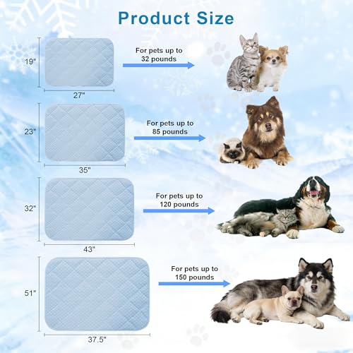 Cooling Mat for Extra Large Dogs, 51"x 37.5" Thick & Durable Dog Cooling Mat, Q-MAX>0.45, Double-Sided Cooling Pet Pad, Portable & Washable Dog Cooling Mat for Crate, Couch & Car - size: XX-Large - 51 x 37.5 Inch