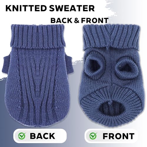 Dog Sweaters for Small Dogs Male Puppy Sweater Fall Winter Dog Knitted Sweaters Warm Puppy Clothes Sweater Pet Knitwear Tiny Dog Clothes (Navy Blue, Small) - color: Navy Blue, size: Small