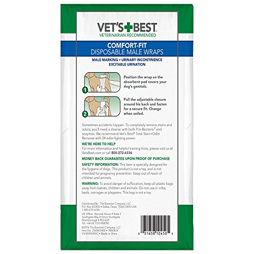 Vet's Best Vet’s Best Comfort Fit Disposable Male Dog Diapers | Absorbent Male Wraps with Leak Proof Fit | Large, 12 Count - size: Large, style: 12 count