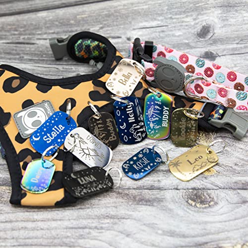 Personalized Dog Tag with 5 Lines of Custom Deep Engraved Durable Stainless Steel Pet ID Name Tag Designer Regular Size Rectangle - size: Regular, style: Regtangle