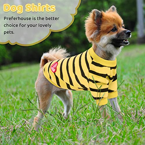 Pet Dog Striped T-Shirt Dogs Cats Cotton Vest Spring Summer Pet Apparel Tee Shirt Suitable for Small and Medium Large Pets French Bulldog Bichon - color: Yellow, size: X-Small