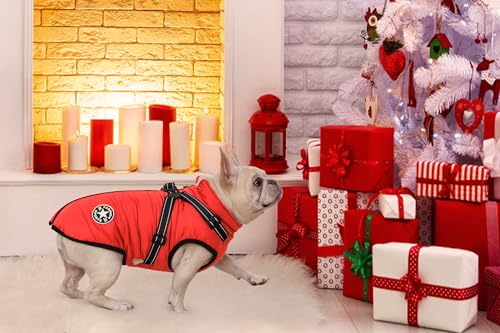Aiboria Dog Jacket Coat Windproof Warm Pet Fleece Vest Dogs Sweater Padded Vest with Chest Strap Harness Red 4XL - color: Red, size: XXXX-Large