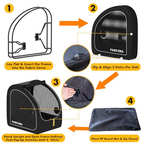PAWZIDEA 3-in-1 Dog Stroller for Large Dogs with Detachable Carrier up to 100lb, 45% Extra Tall Dog Car Crate Sit Upright, Foldable Pet Stroller for 2 Medium Dogs All-Terrain Jogger, Adjustable Handle - color: Black Warrior