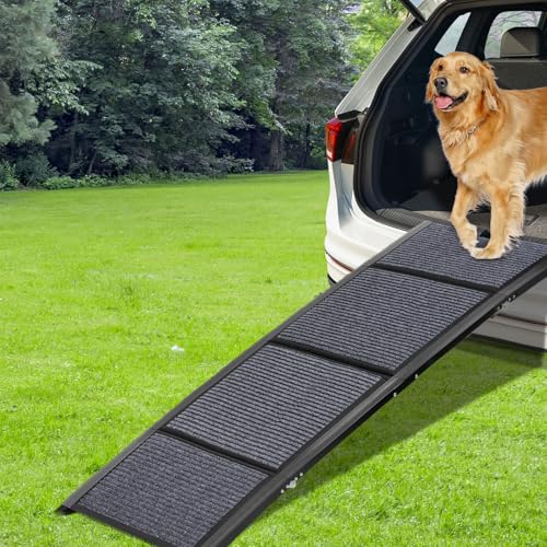 GaliGali Dog Ramp for Car, Portable Folding Pet Stair 71" Long&19.7" Wide | Ramp with Non-Slip Carpet Wider Dog Stair Allows Medium to Large Dogs Up to 250 lbs to Enter Car SUV and Truck - size: Foldable 180*50