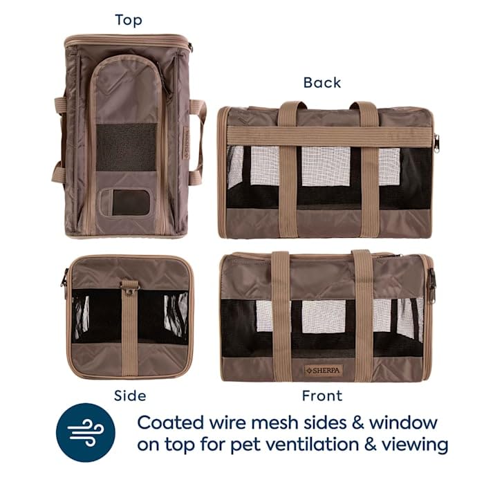 Sherpa, Deluxe Fungi Airline Approved Soft Sided Dog and Cat Carrier 19 Inch L X 11.8 Inch W X 11.5 Inch H