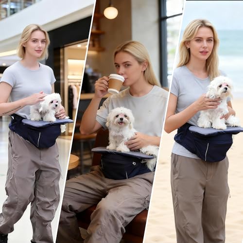 Dog Waist Stool - Multifunctional Pet Carrier Harness, Ideal for Daily Walks, Travel and Vet Visits, Keeps Your Hands Free for Cat and Dog Carrier with Safety Leash (Suitable for Small Dogs and Cats) - color: Blue