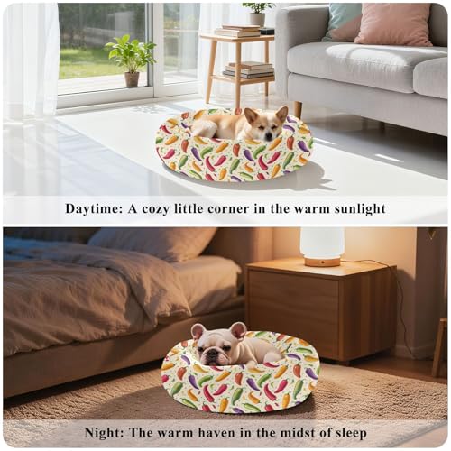 Pet Bed Chilli Pepper Lovely Dots Cat Snuggler Soft Winter Cushion, Cozy Round Bolster Nest for Indoor Kittens & Small Pets 15" - size: X-Small