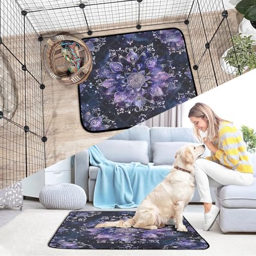 Qilmy Mandala Pet Mat, Waterproof Reusable Dog Training Pad Anti-Slip Pet Creat Pad for Small Medium Large Dogs and Cats - size: Medium+Large