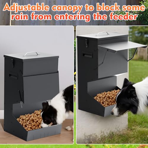 Willinglong 2 Pcs Automatic Dog Feeder with Lid 25 Lbs Capacity Outdoor Dog Feeder Hanging Self Feeding Pet Food Dispenser Pet Food Feeders for Large Dogs Large Breed - size: 25 Lbs Capacity