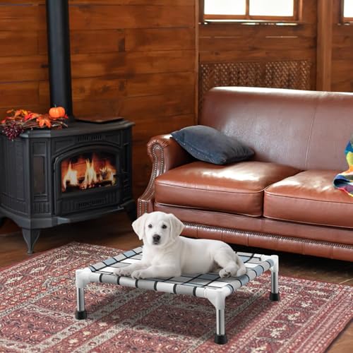 Caghash Elevated Outdoor Raised Dog Bed Outdoor Dogs Bed Lifted Pet Bed Dog Cot for Pet Taste Life, Start with A Pet Bed 20'' x 20'' x 6.5'' - size: Standard - Small