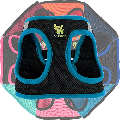 EcoBark Step in Dog Harness - Teacup Dog Harnesses for XXXS, XXS, XS and Small Dog Breeds - Reflective - Adjustable Mini Body Halter Vest - Tiny Soft Mesh Toy Breed (Black and Teal, XXXS) - color: Black and Teal Trim, size: XXXS- 2 to 3 lbs- Chest up to 1