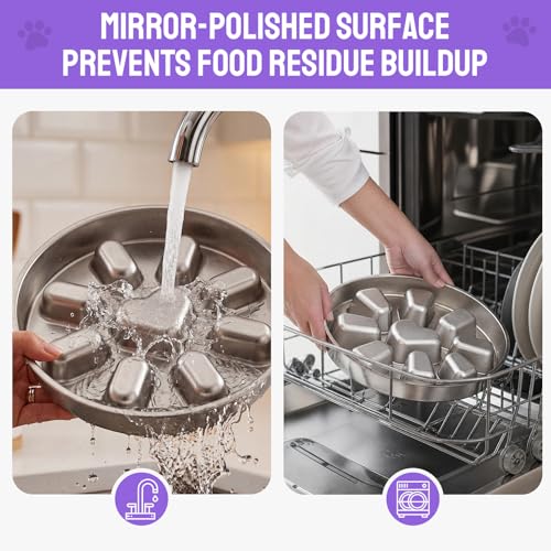 2 Pcs Slow Feeder Dog Bowl, 2 Cups Stainless Steel Dog Slow Feeder Food Bowl for Puzzle Maze Medium Small Dogs or Cat to Eat Slowly, Pet Supplies Dishwasher Safe