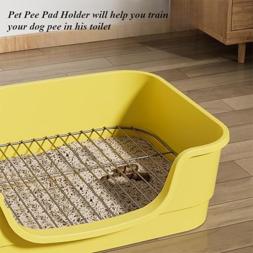 Dog Potty Tray with Removable Mesh, Pee Pad Holder for Indoor & Apartment Use, Non-Slip Dog Toilet, Keep Paws Dry, Easy Clean Potty Training Box for Small to Medium Dogs 18.7''LX13.78''W (Yellow) - color: Yellow