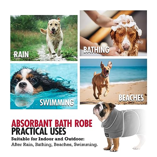Tuff Pupper XXX-Large Fast Drying Bath Robe & Quick Dry Towel for Dogs | Ultra Absorbent Microfiber Shammy | Gray