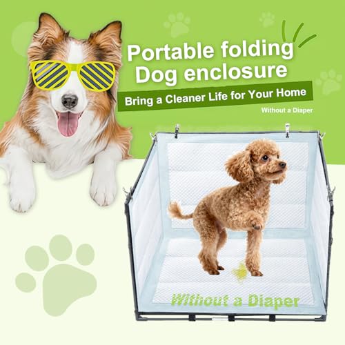 Dog Litter Box Indoor for Small Dogs,Puppy Pee Pad Holder with High Walls(23.62"*23.62"*17.72"),No-Spill Pee Pad Holder with Foldable Pet Toilet,Easy Clean Puppy Litter Box for Dogs (Small) - size: Small
