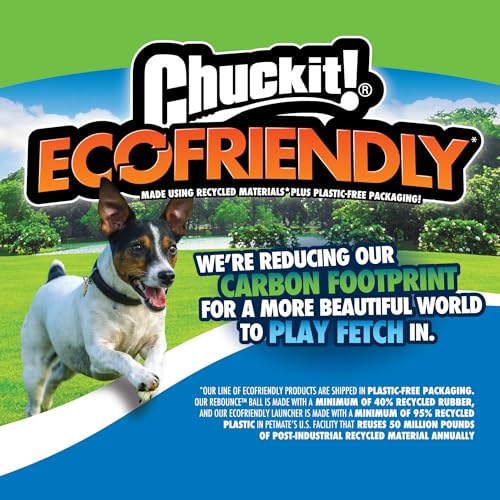 Chuckit! Limited Edition EcoFetch Ball Dog Toy, Medium (2.5 Inch Diameter) Pack of 3, for Breeds 20-60 lbs | High bounce tennis style design for breeds 20-60 lbs, fits launchers, keeps active pups chasing and retrieving every day - style: EcoFetch