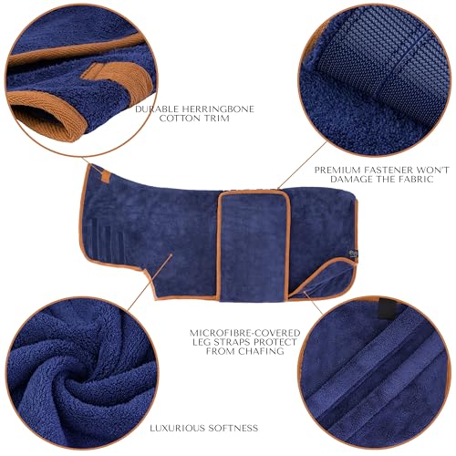 Lucky Pooch® Dog Robe - Luxurious Dog Bathrobe - Ultra Absorbent Dries Your Dogs in Minutes! Double-Layer, Super Soft Towel and Bath Robe All in One (XS, Petrol Blue) - color: Petrol Blue, size: XS