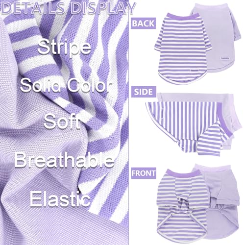 Dog Clothes for Medium Dogs 2 Pieces Stripe Summer Dog Shirt Cute Soft Puppy Clothes Bresthable Chihuahua Cat Clothes XS~XXL Pet Clothing (XX-Large) - color: purple, size: XX-Large