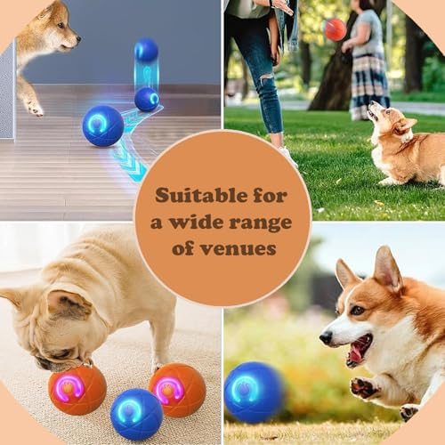 Interactive Duraspin Dog Ball, Self-Bouncing Vibrating & Auto-Rolling, Auto Stop Touch Start Jumping Ball Toy for Small/Medium Dogs (52mm, Orange) - color: Orange
