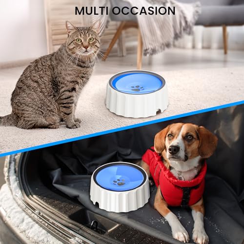 Dog Small Animals Water Bowl No Spill 70oz/2L Large Capacity Dispenser Non Slip No Splash Small Animals Bowl Pet Slow Feeder No Drip Dog Water Bowl on Vehicle for Dogs and Cats - Blue - color: Blue
