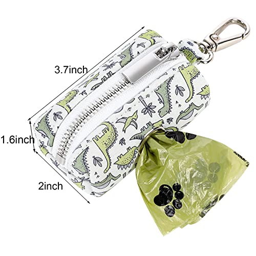 ARING PET Dog Waste Bag Dispenser, Cotton Doggy Poop Bags Holders Attach to Any Leashes, Portable Washable Dinosaur Pet Waste Pouch Dispenser with Metal Zipper - color: B:Dinosaur