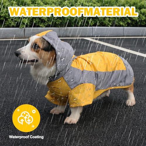 Dog Raincoat, Water Resistant, Adjustable, Cool Design (Yellow, Medium) - color: Yellow, size: Medium
