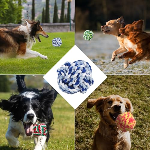 Dezzer 6 Pack Dog Chew Toys for Aggressive Chewers Large Breed, XL Cotton Dog Rope Balls, Indestructible Dog Toys with Tough Twisted for Large Medium Dogs, Dental Teething Ball for Puppy Small Dogs