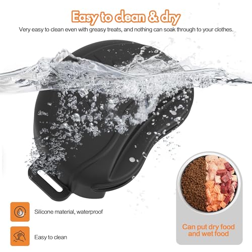 Dog Treat Pouch - Premium Silicone - Upgrade 4 Strong Magnets Enhanced Magnetic Closure, Adjustable Waist Belt - Ideal for Puppy Training and Outdoor Walks - Black - color: Black