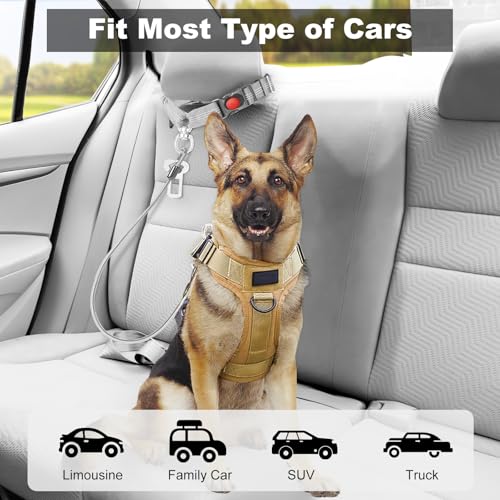 Dog Seat Belt for Car,Chew Proof Dog Car Seat Belt,2 in 1 Car Harness for Dogs Safety Seat Belt,Heavy Duty Pet Seat Belt for Medium & Large Dogs Chewer - size: 2 Pack(Grey)