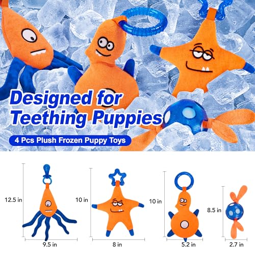 ADDPETS 4 Pack Frozen Puppy Toys to Keep Them Busy to Relieve Teething Pain,Chew Toys for Puppies 0-6 Months Relieve Teething Itch, Puppy Teething Rings to Release Excess Energy