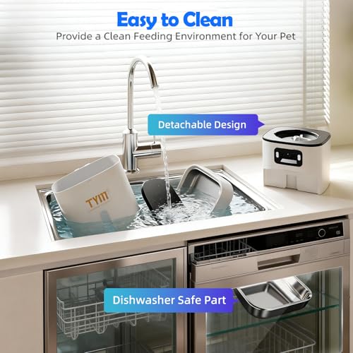 Automatic Cat Feeder with 2 Camera for 2 Cats, 7L Large Food Dispenser | Multiple Cats Household | Timed Cat Feeder | Two-way Voice | Separation Anxiety | Weight / Diet Control | 5G WiFi APP Control - color: White-2b