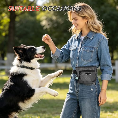 Dog Treat Pouch with Training Clicker, Treat Bag Fanny Pack with Magnetic and Zipper Closure Waterproof and Durable Treat Pouches for Pet Training Walking (Gray) - color: Gray