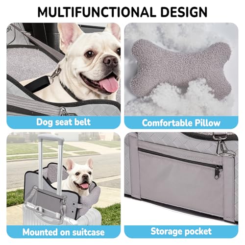 Center Console Dog Car Seat,Pet Puppy Middle Console Dog Car Seat for Small Dogs (Grey, Large) - color: Grey, size: Large