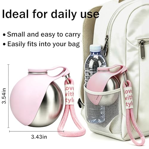 Portable Dog Water Bottle, Flip-Top Silicone Bowl Design, Insulated Hot & Cold Retention Material, One-Hand Leakproof Use, Perfect for Walking & Hiking, 10oz (Pink, No Print) - color: Pink