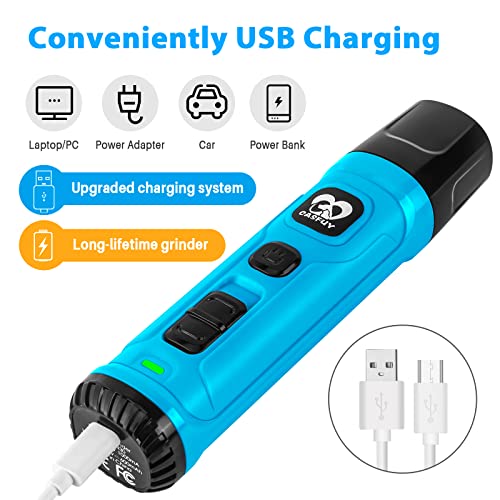 Casfuy Dog Nail Grinder with 2 LED Light - New Version 2-Speed Powerful Electric Pet Nail Trimmer Professional Quiet Painless Paws Grooming & Smoothing for Small Medium Large Dogs(Bright Blue) - color: D-Bright blue