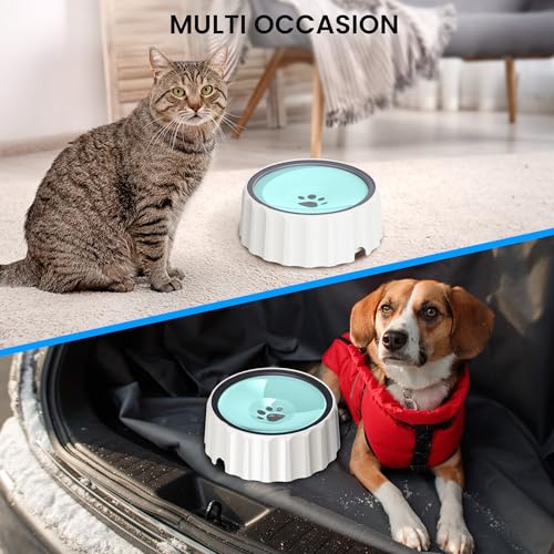 Dog Small Animals Water Bowl No Spill 70oz/2L Large Capacity Dispenser Non Slip No Splash Small Animals Bowl Pet Slow Feeder No Drip Dog Water Bowl on Vehicle for Dogs and Cats - Green - color: Green