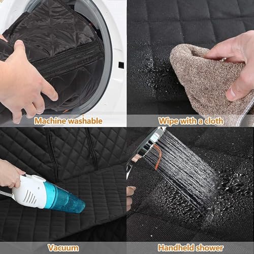 Dog Car Seat Cover, Back Seat Cover for Dogs Pet Car Seat Protector Waterproof Bench Car Seat Cover, Non-Slip Reat Seat Cover fits Middle Armrest for Most Cars Trucks SUVs - Black(1 Pack)