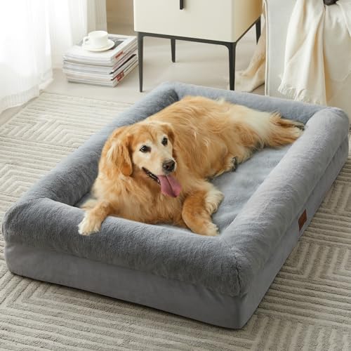 BFPETHOME XL Extra Orthopedic Dog Bed for Large Dogs – Washable Couch-Style Pet Bed with Supportive Bolster Sides, Removable Waterproof Cover, Non-Slip Bottom, Comfortable Dog Bed for Better Sleeping - size: 45.0"L x 35.0"W x 7.0"Th