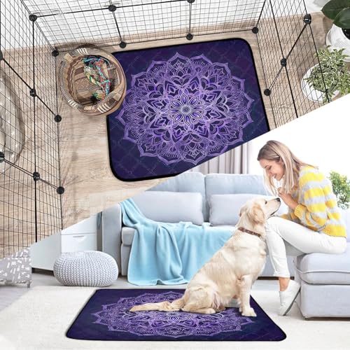 Qilmy Mandala Pet Mat, Waterproof Reusable Dog Training Pad Anti-Slip Pet Creat Pad for Small Medium Large Dogs and Cats - size: Smallx3