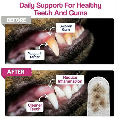 Pet Dental Finger Wipes - Natural Ingredients, Easy to Use Dog Teeth Cleaning Wipes for Effective Dog Teeth Cleaning - Ideal Dog Dental Wipes for Optimal Oral Hygiene